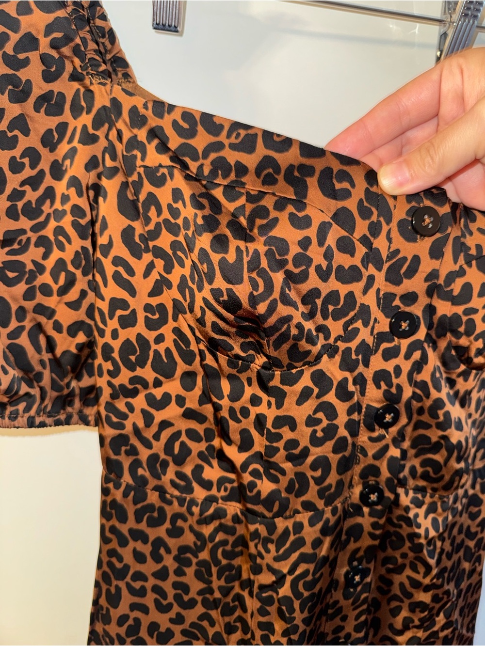 Good American Brown and Black Leopard-Print Button Midi Dress